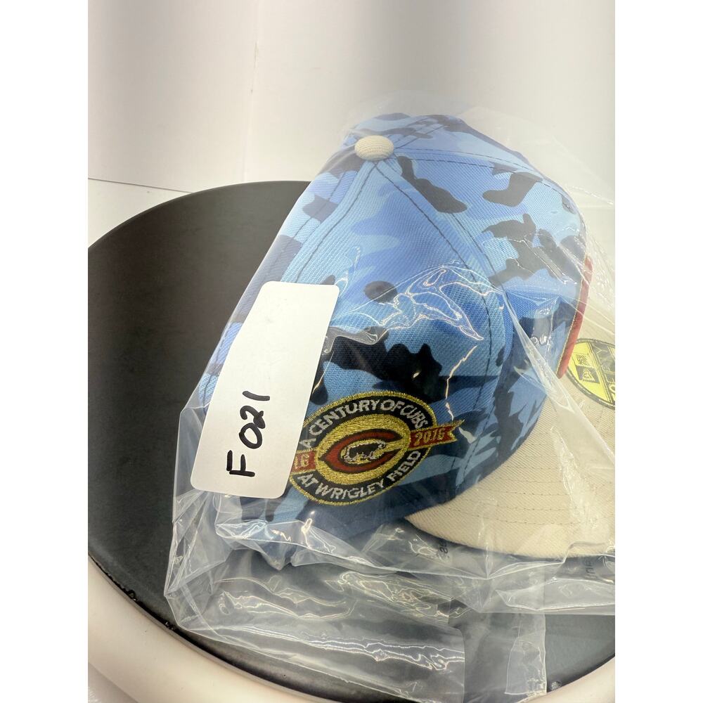 New Era 59Fifty Chicago Cubs Fitted Hat Size 7 5/8 Blue Camo‎ MLB Baseball Cap - Picture 9 of 9